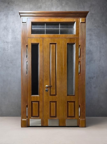 Полуторная парадная дверь со стеклами Полуторная парадная дверь со стеклами