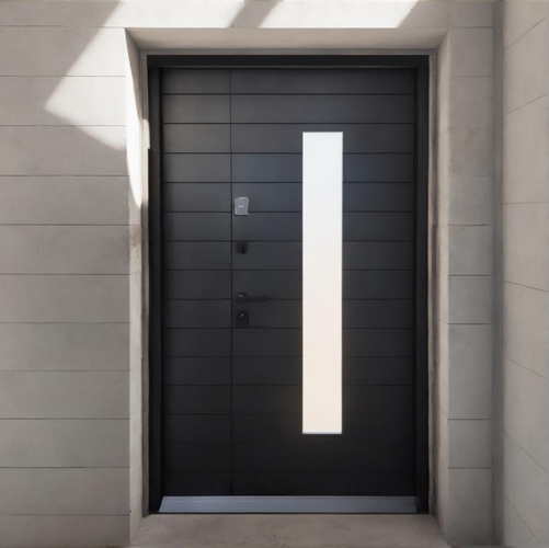 Полуторная дверь с узким окном Полуторная дверь с узким окном