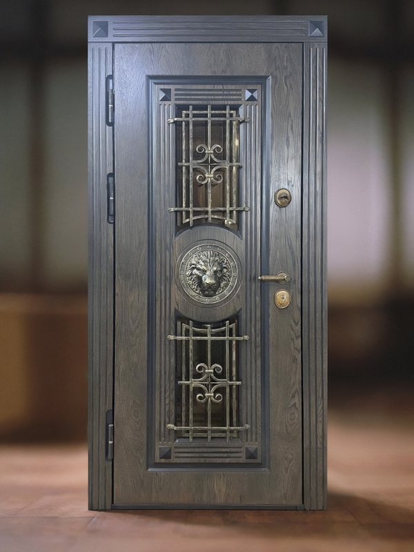 Дверь с решетками и стеклами