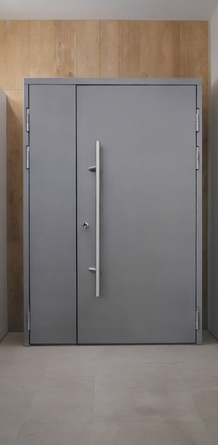 Серая дверь с ручкой-рейлингом Серая дверь с ручкой-рейлингом