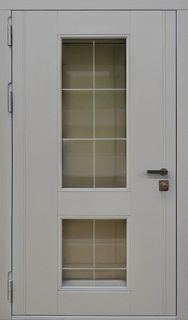 Металлическая термодверь с многокамерным остеклением и отделкой МДФ RAL