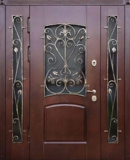 Входная парадная группа с терморазрывом, стеклами и коваными решетками (отделка МДФ) Входная парадная группа с терморазрывом, стеклами и коваными решетками (отделка МДФ)